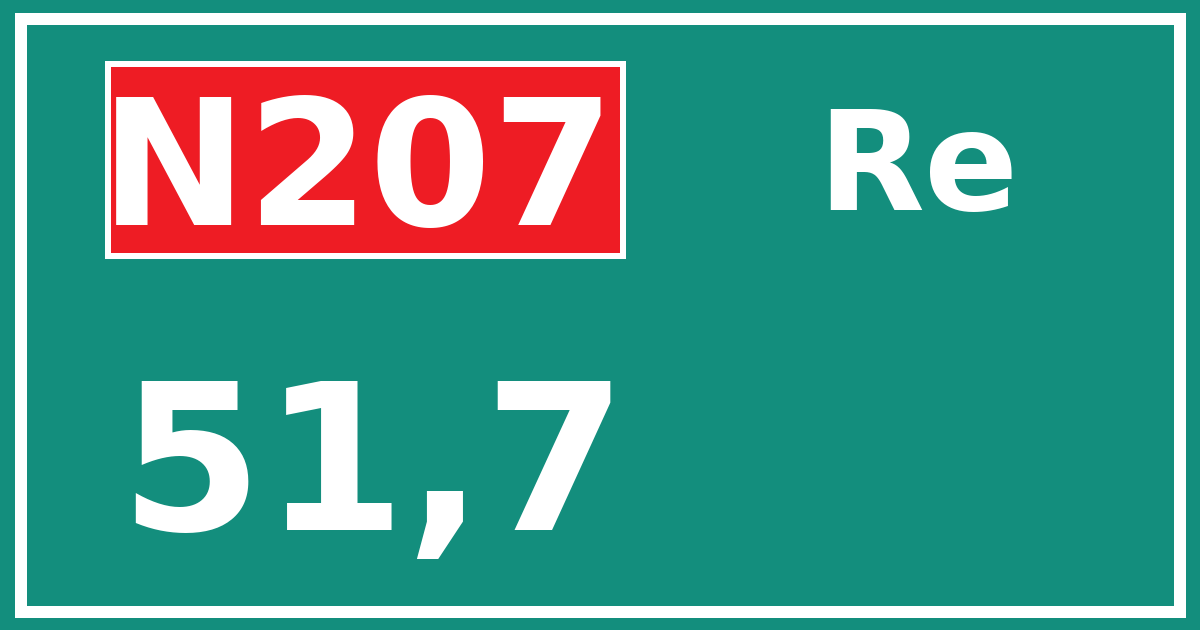 Hectometerbord N207 51,7 zijde Re