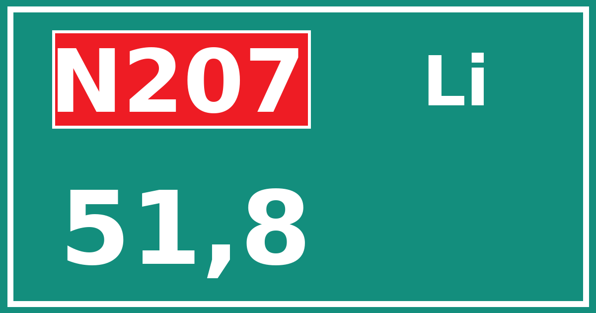 Hectometerbord N207 51,8 zijde Li