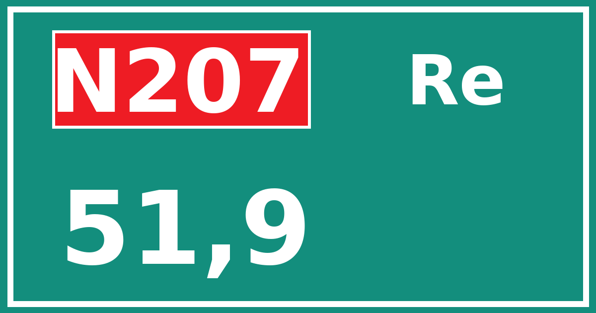 Hectometerbord N207 51,9 zijde Re