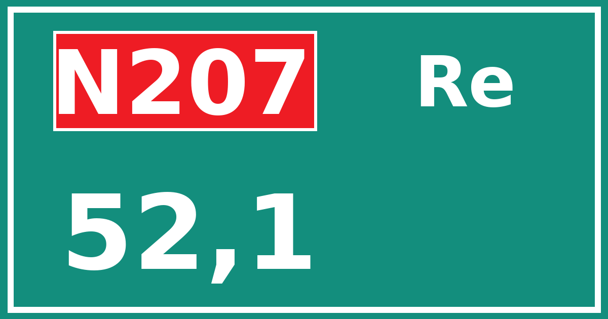 Hectometerbord N207 52,1 zijde Re