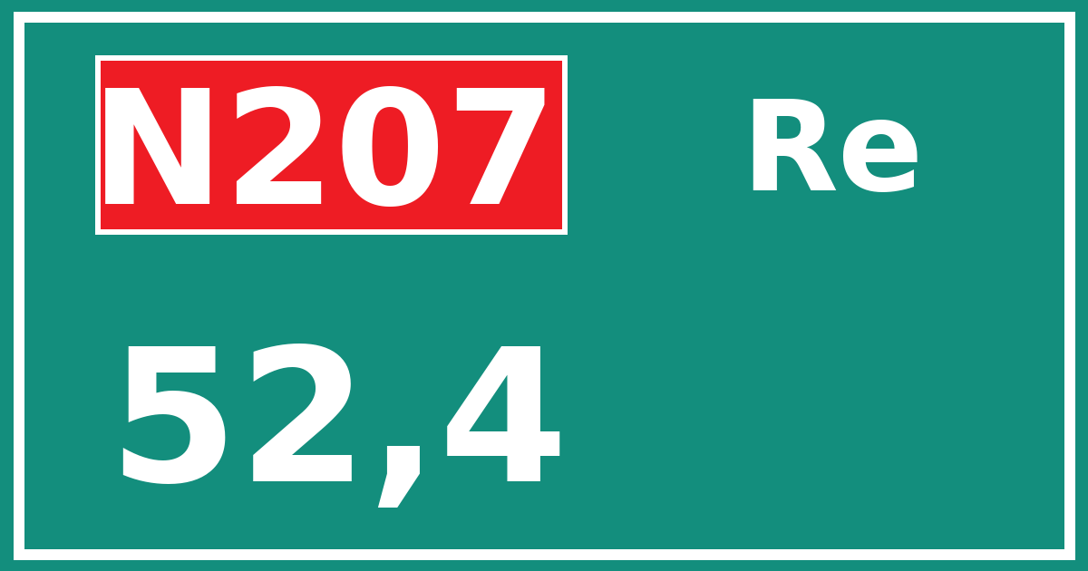 Hectometerbord N207 52,4 zijde Re