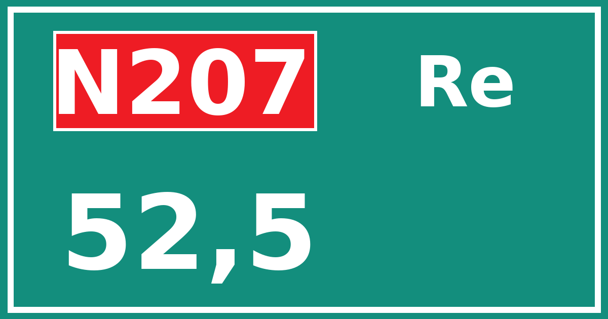 Hectometerbord N207 52,5 zijde Re