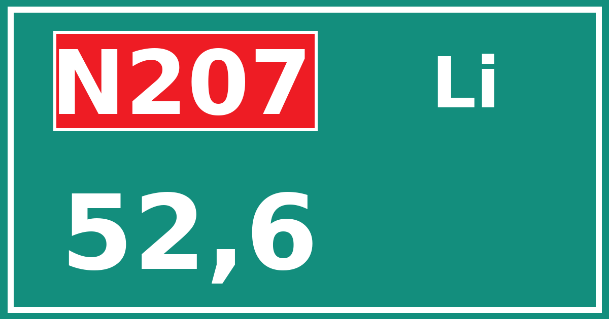 Hectometerbord N207 52,6 zijde Li