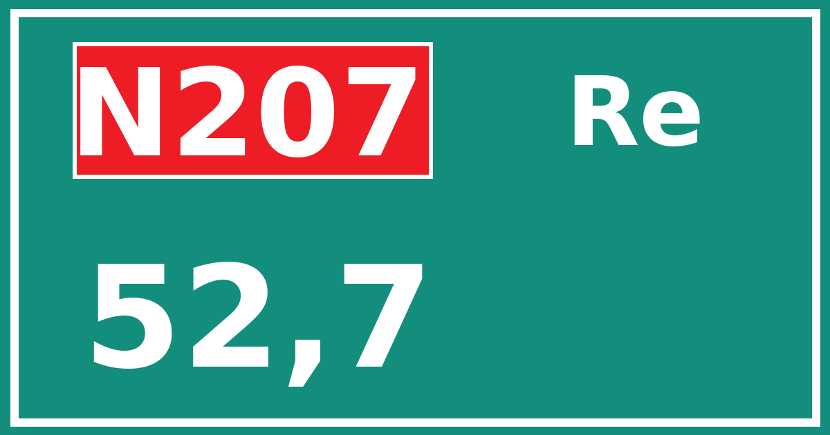 Hectometerbord N207 52,7 zijde Re