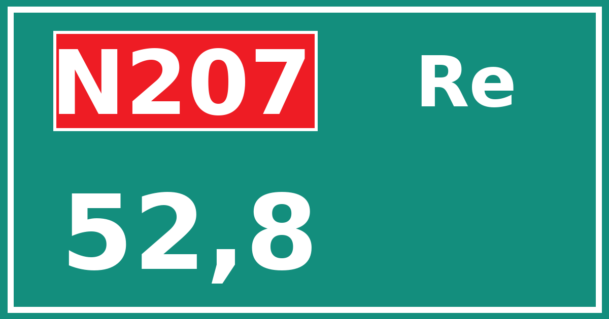 Hectometerbord N207 52,8 zijde Re