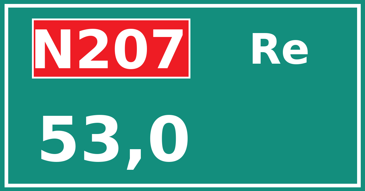 Hectometerbord N207 53,0 zijde Re