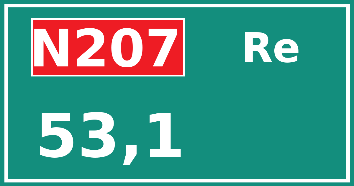 Hectometerbord N207 53,1 zijde Re