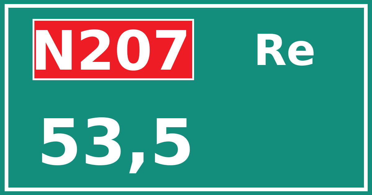 Hectometerbord N207 53,5 zijde Re