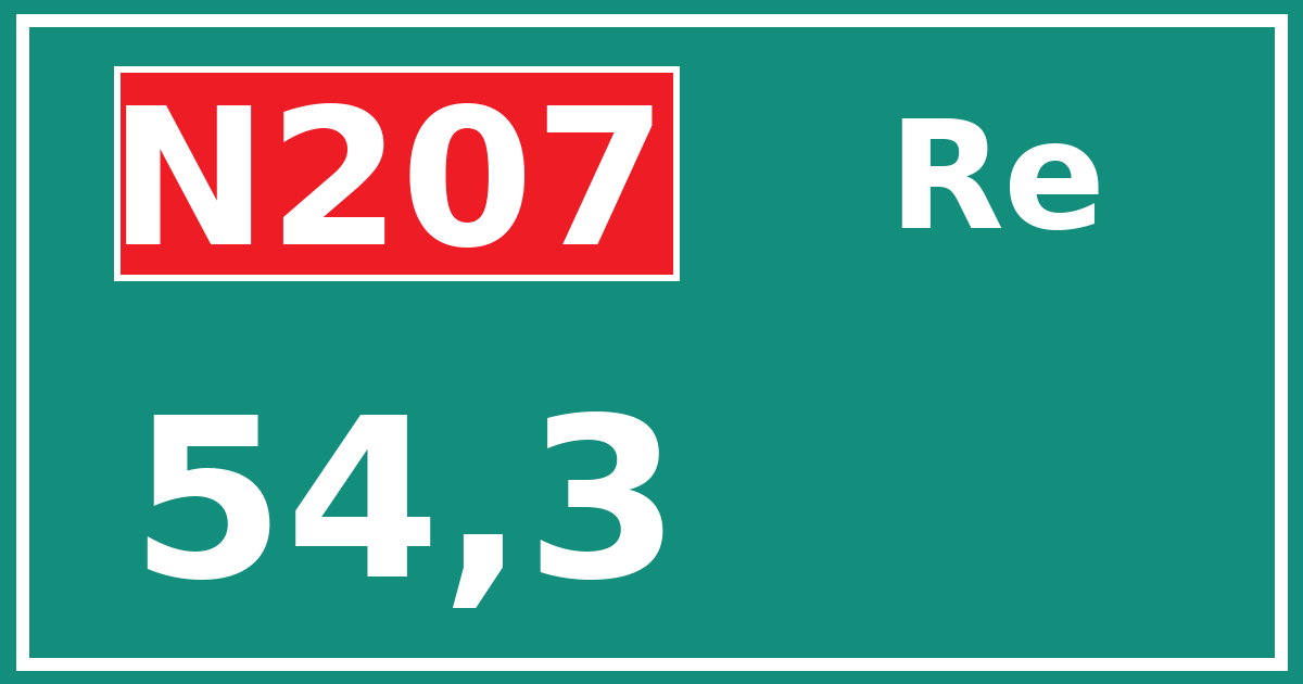 Hectometerbord N207 54,3 zijde Re