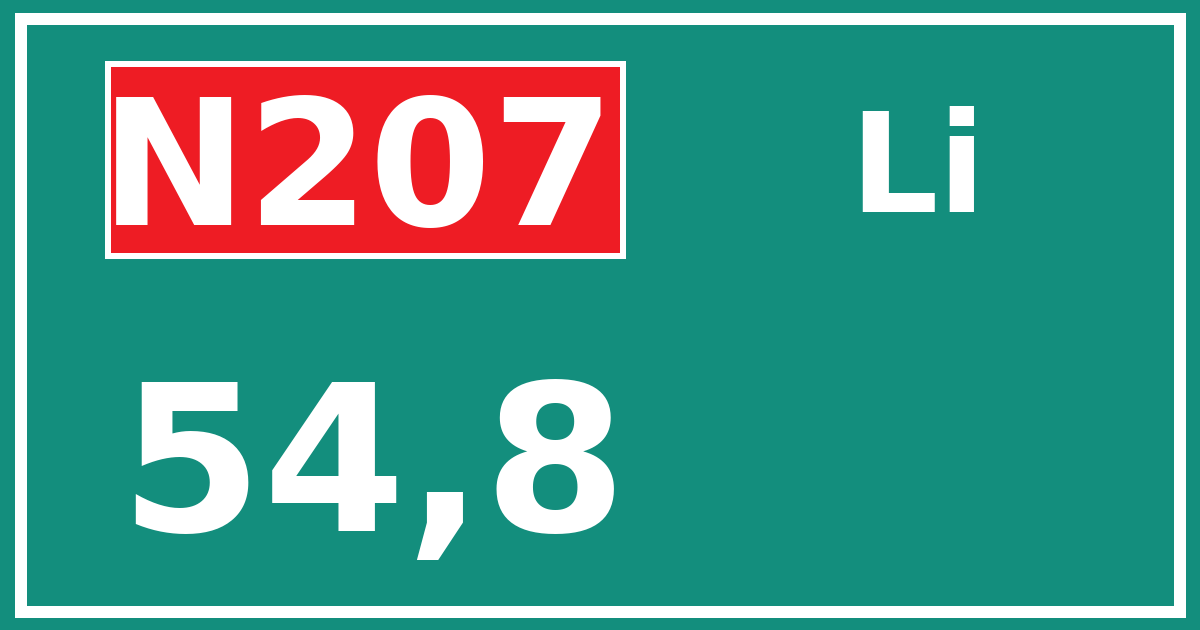 Hectometerbord N207 54,8 zijde Li