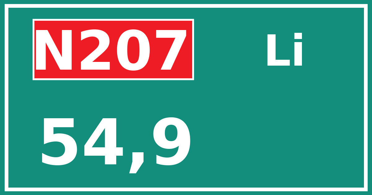 Hectometerbord N207 54,9 zijde Li