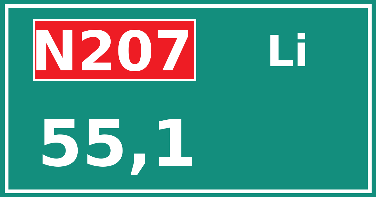 Hectometerbord N207 55,1 zijde Li