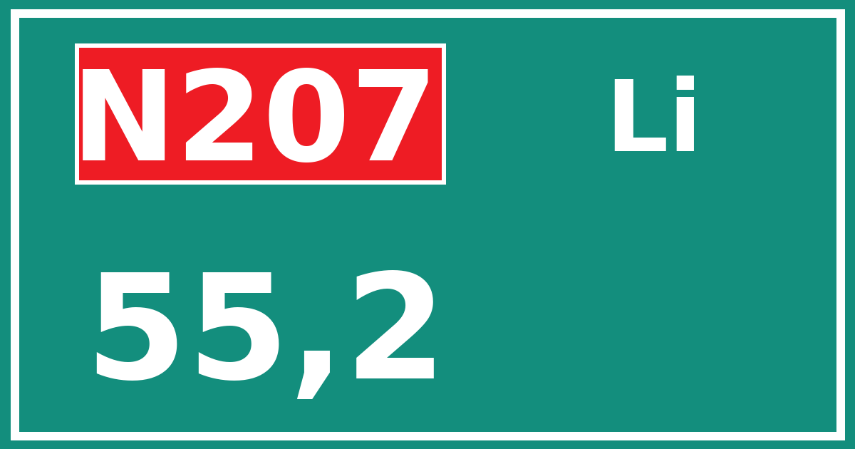Hectometerbord N207 55,2 zijde Li