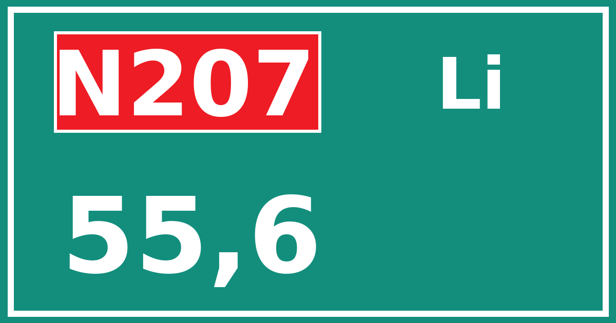 Hectometerbord N207 55,6 zijde Li