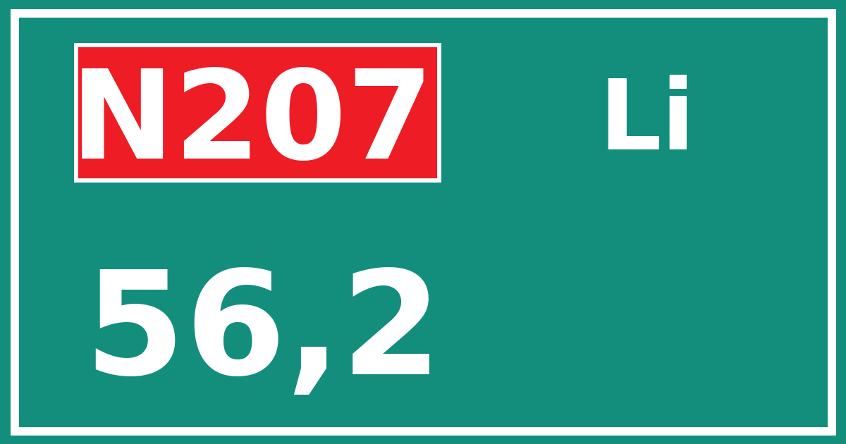 Hectometerbord N207 56,2 zijde Li