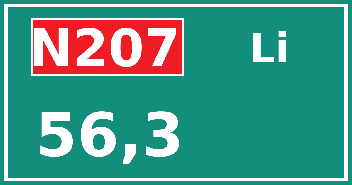 Hectometerbord N207 56,3 zijde Li