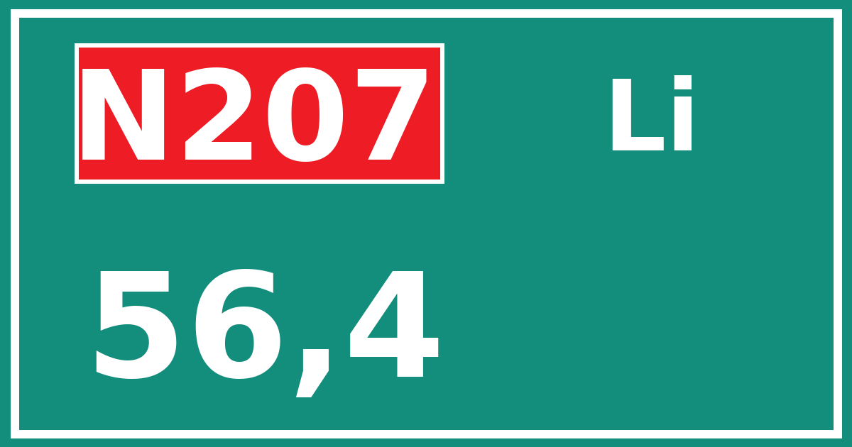 Hectometerbord N207 56,4 zijde Li