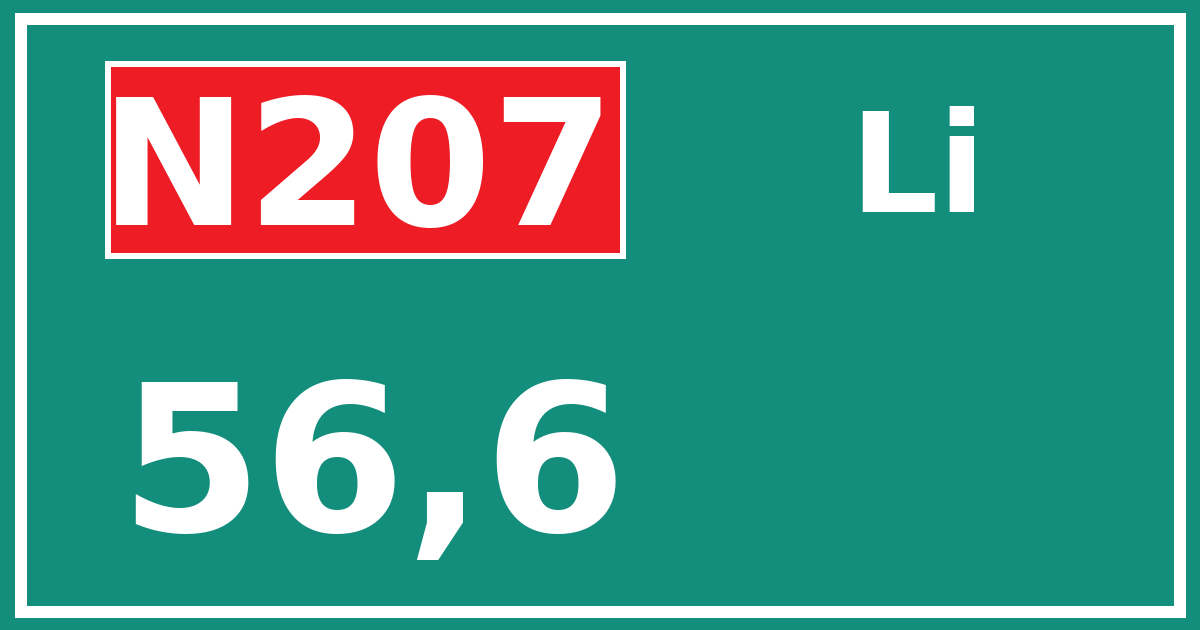 Hectometerbord N207 56,6 zijde Li