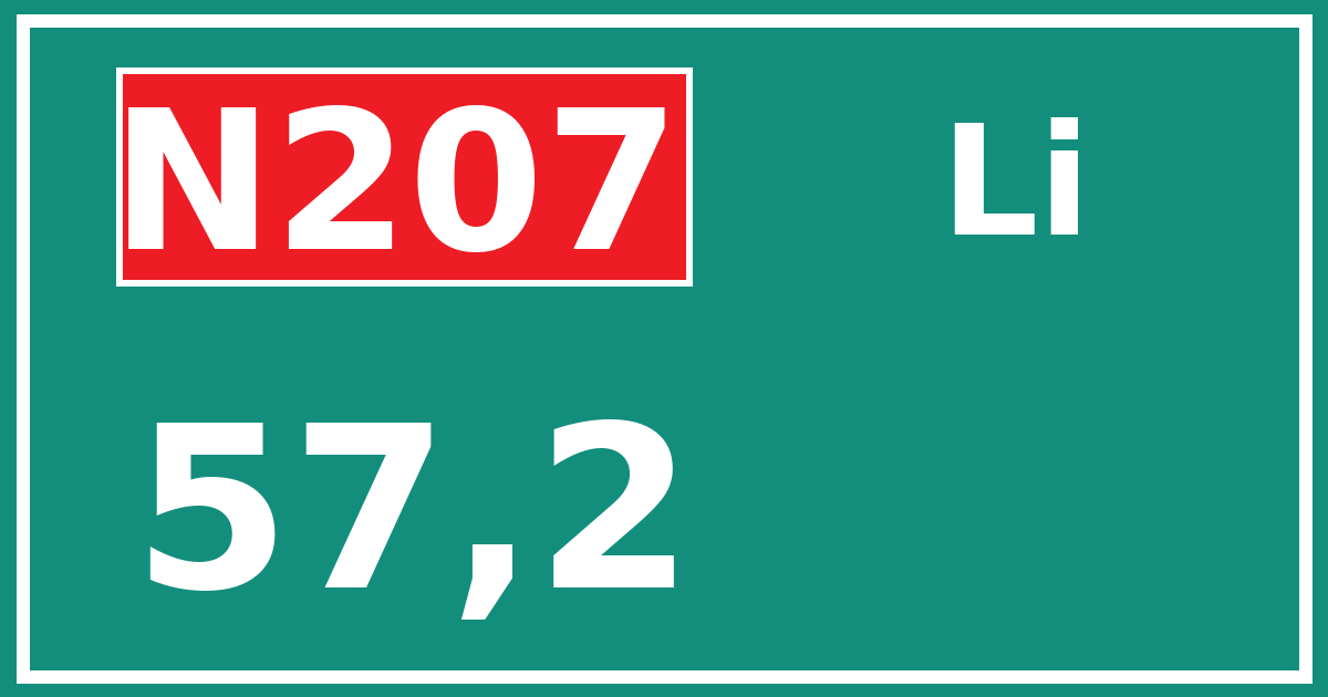 Hectometerbord N207 57,2 zijde Li