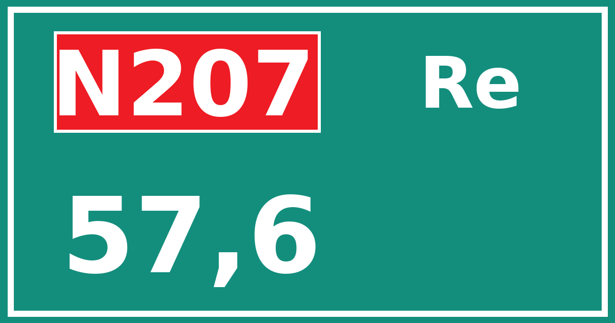 Hectometerbord N207 57,6 zijde Re