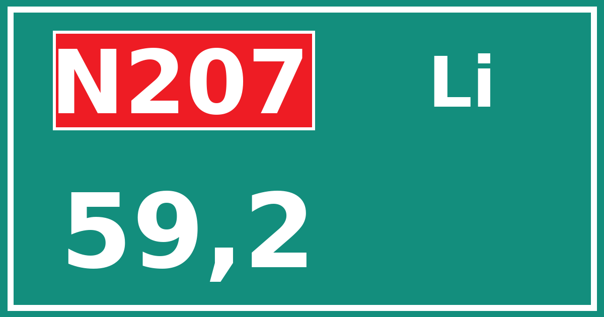 Hectometerbord N207 59,2 zijde Li