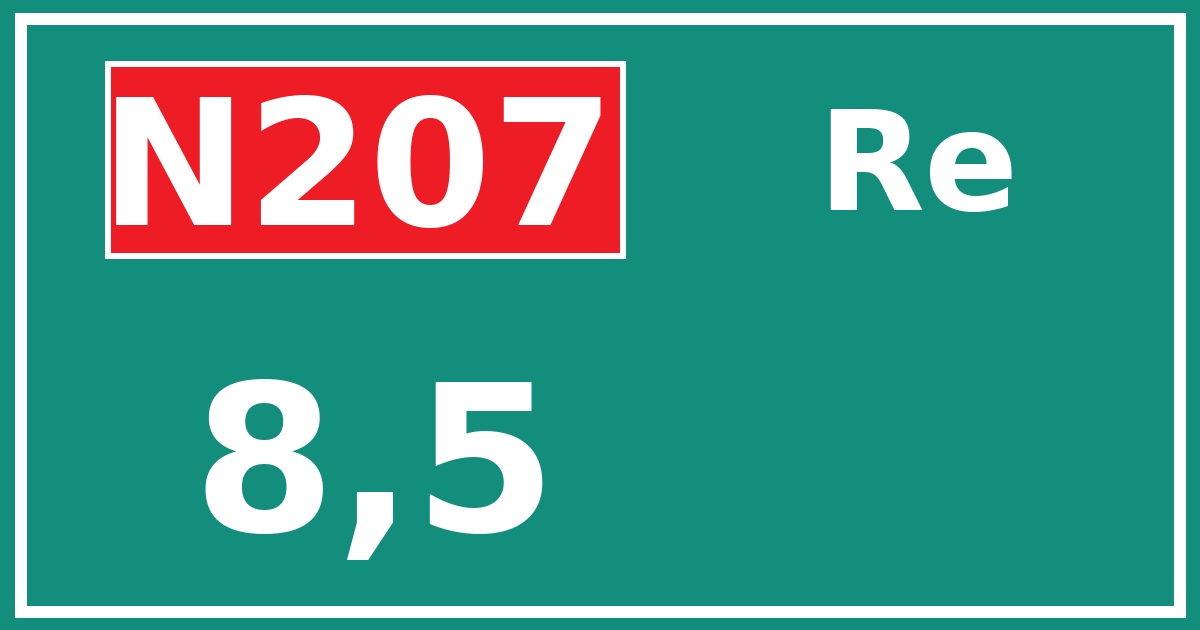 Hectometerbord N207 8,5 zijde Re