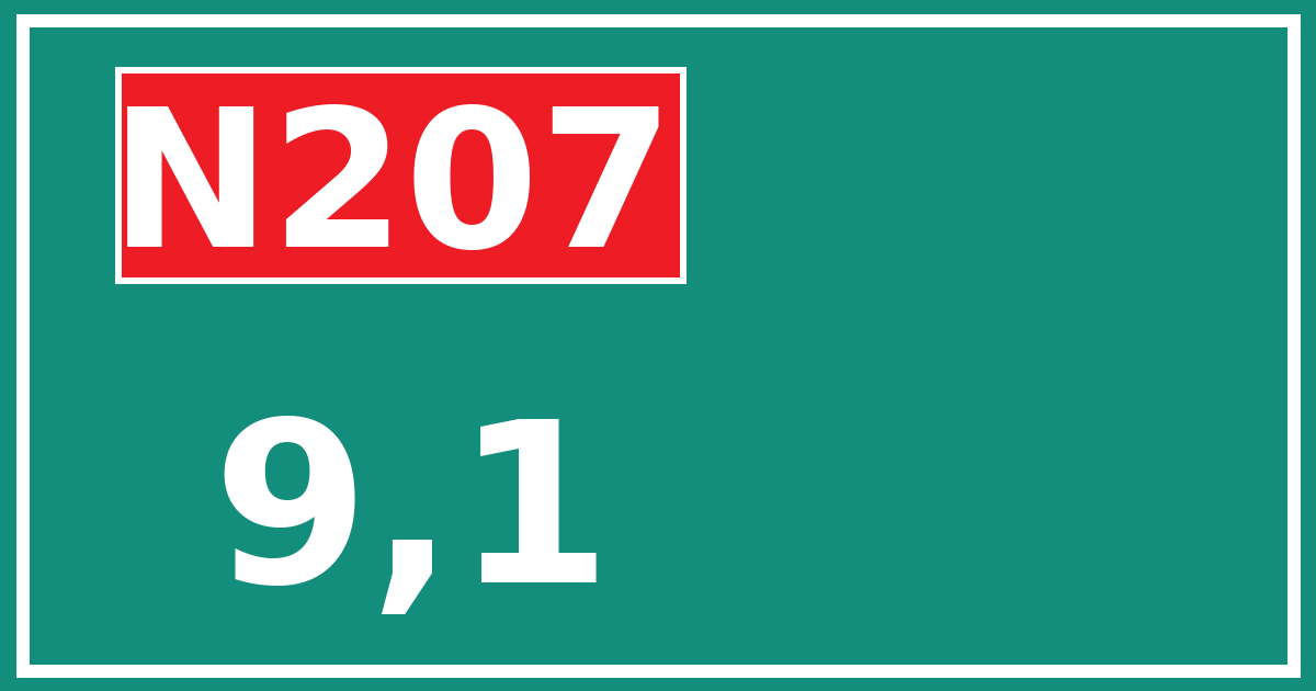 Hectometerbord N207 9,1