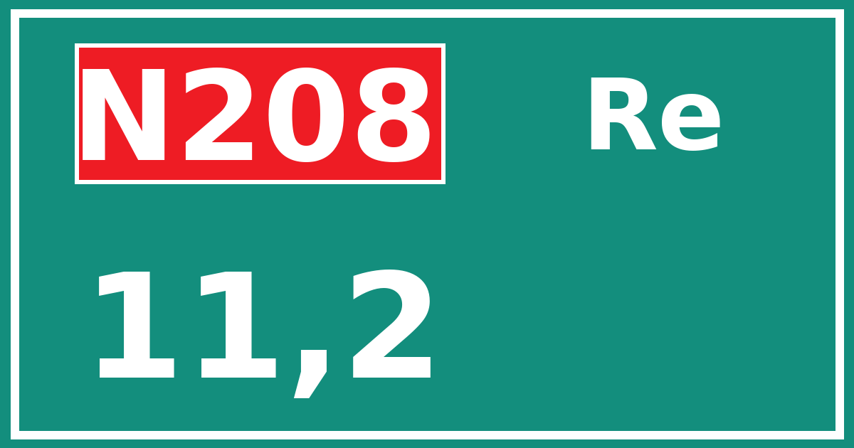 Hectometerbord N208 11,2 zijde Re