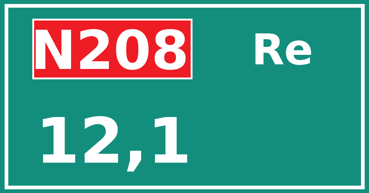 Hectometerbord N208 12,1 zijde Re