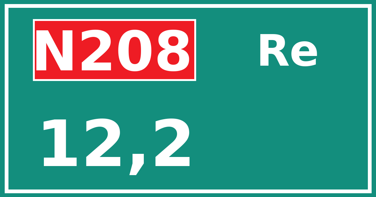 Hectometerbord N208 12,2 zijde Re