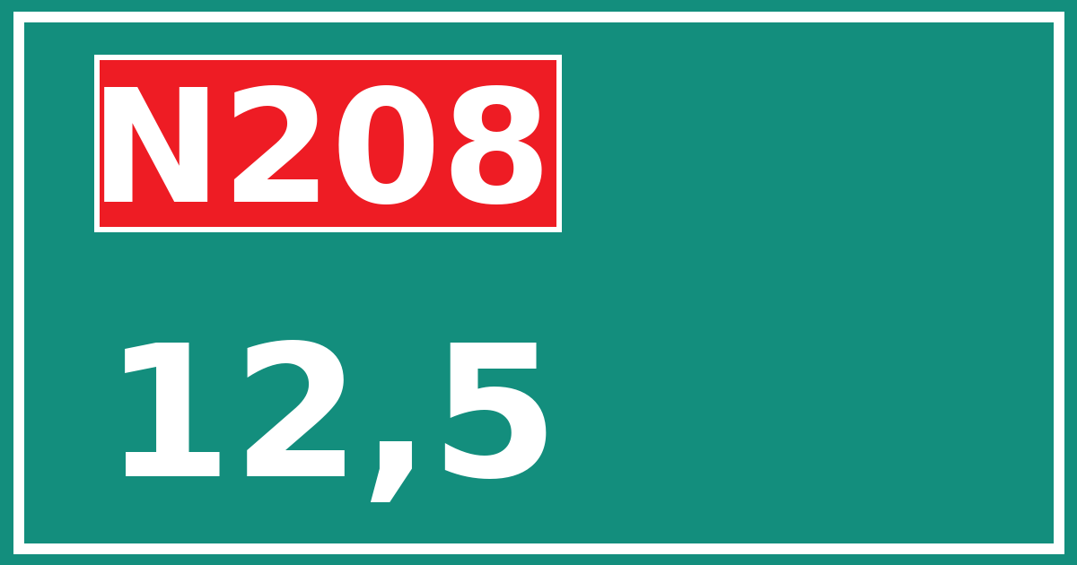 Hectometerbord N208 12,5