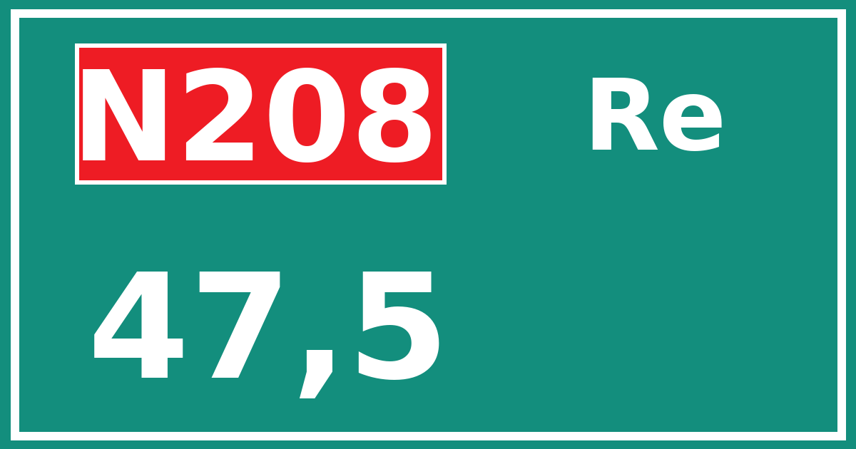 Hectometerbord N208 47,5 zijde Re