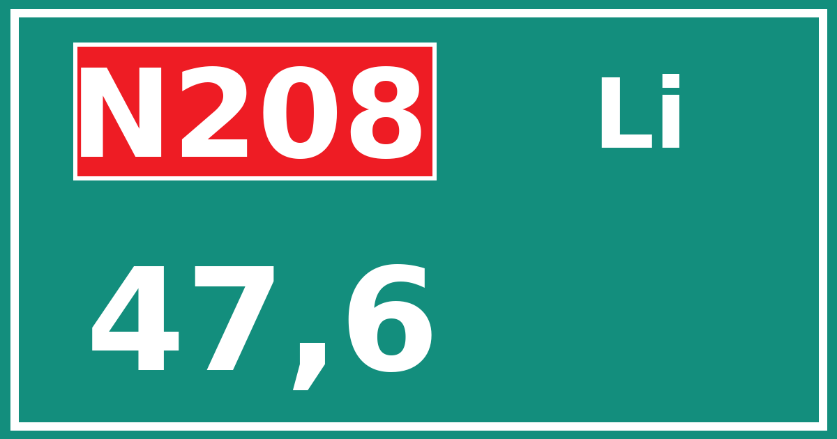 Hectometerbord N208 47,6 zijde Li