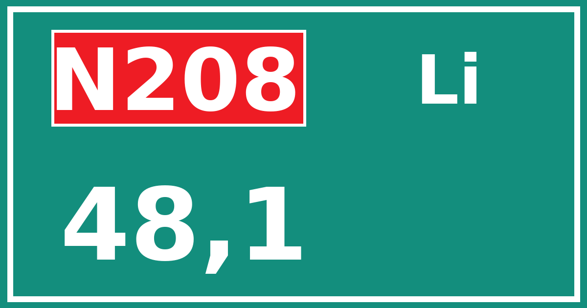 Hectometerbord N208 48,1 zijde Li
