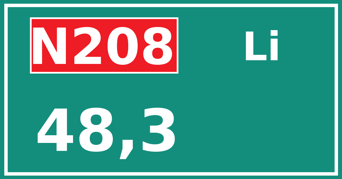 Hectometerbord N208 48,3 zijde Li