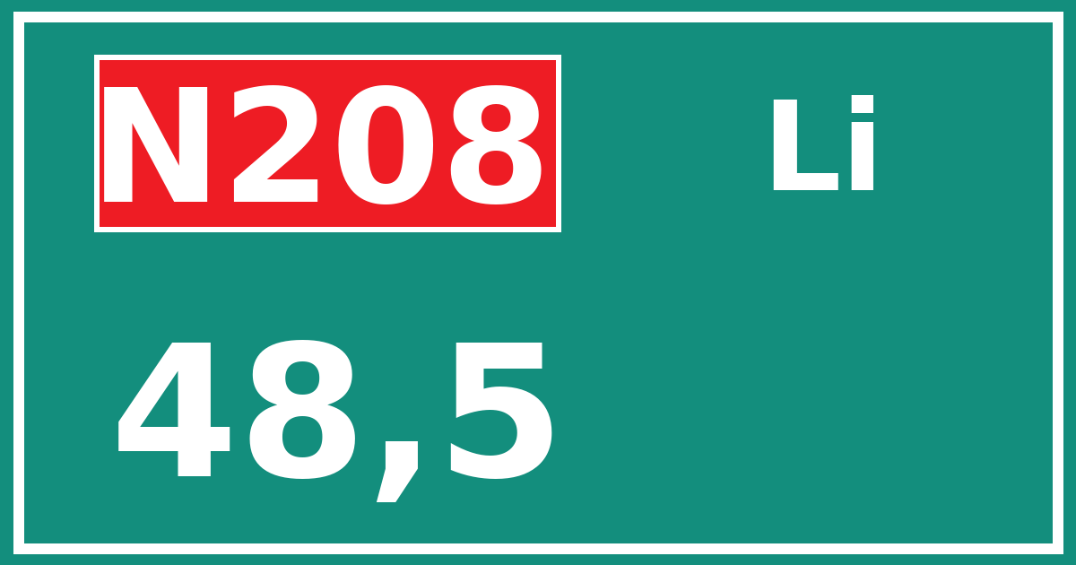 Hectometerbord N208 48,5 zijde Li