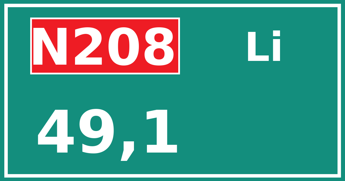 Hectometerbord N208 49,1 zijde Li
