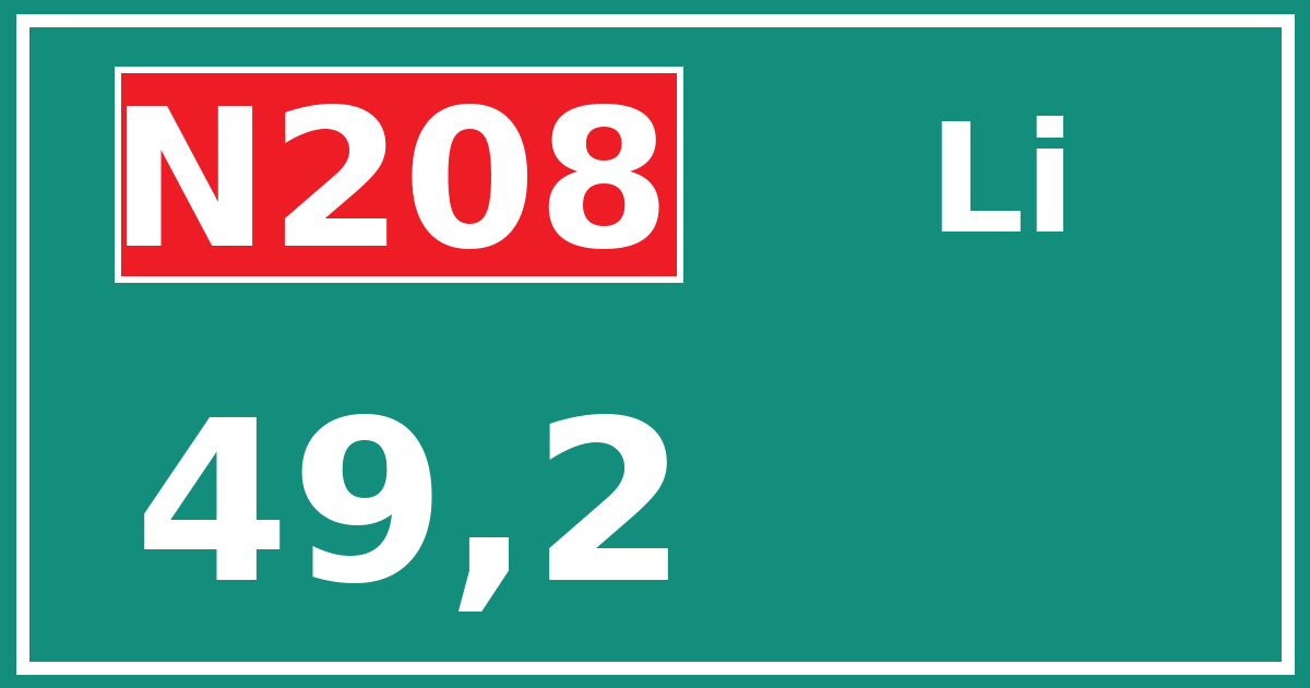 Hectometerbord N208 49,2 zijde Li
