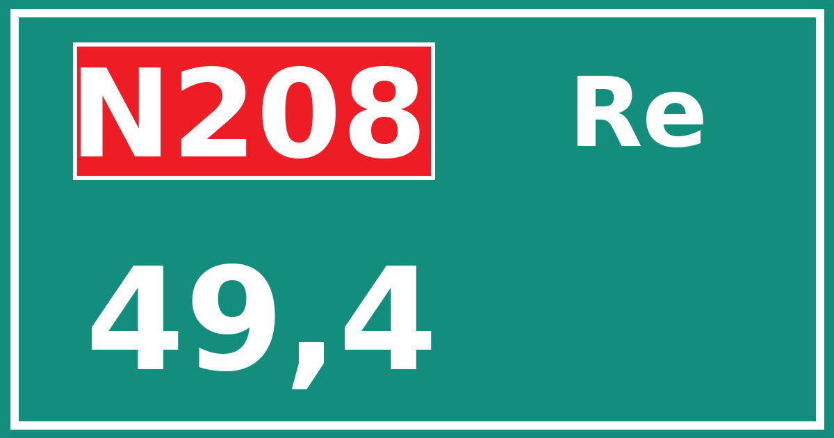 Hectometerbord N208 49,4 zijde Re