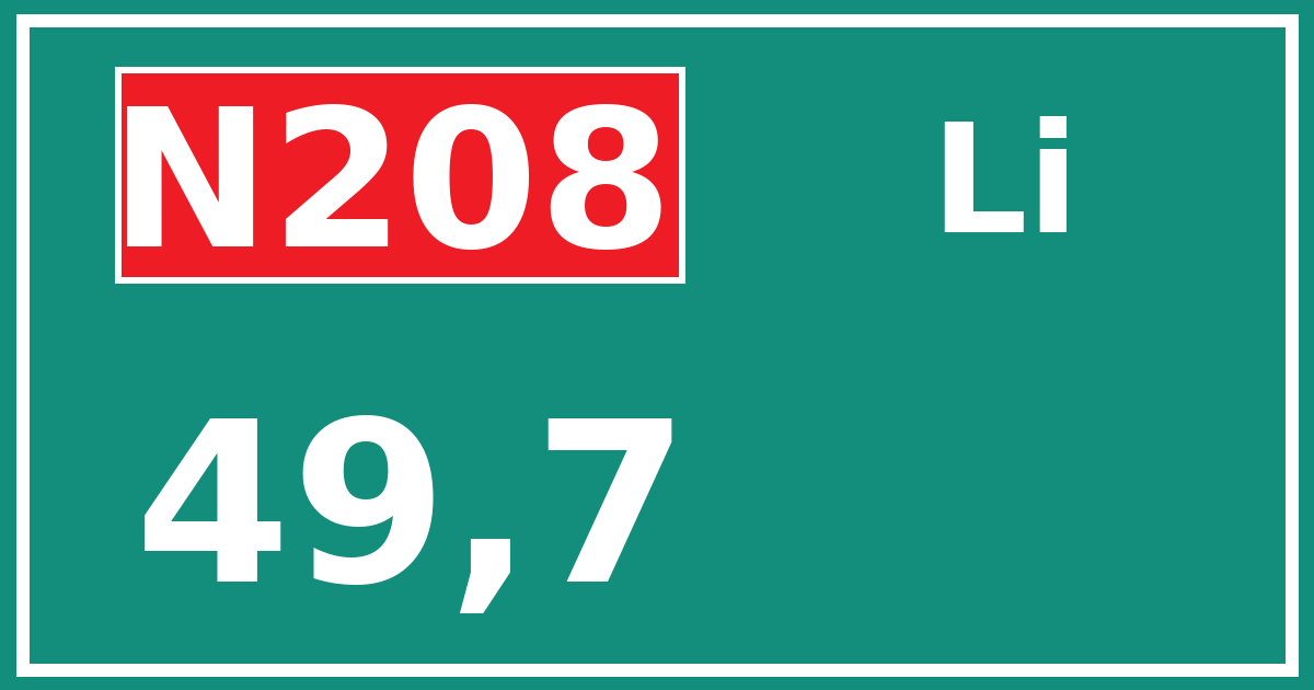 Hectometerbord N208 49,7 zijde Li