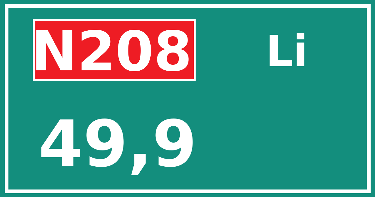 Hectometerbord N208 49,9 zijde Li