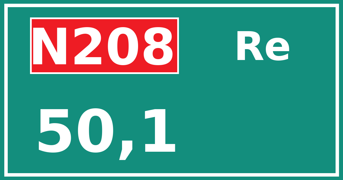 Hectometerbord N208 50,1 zijde Re