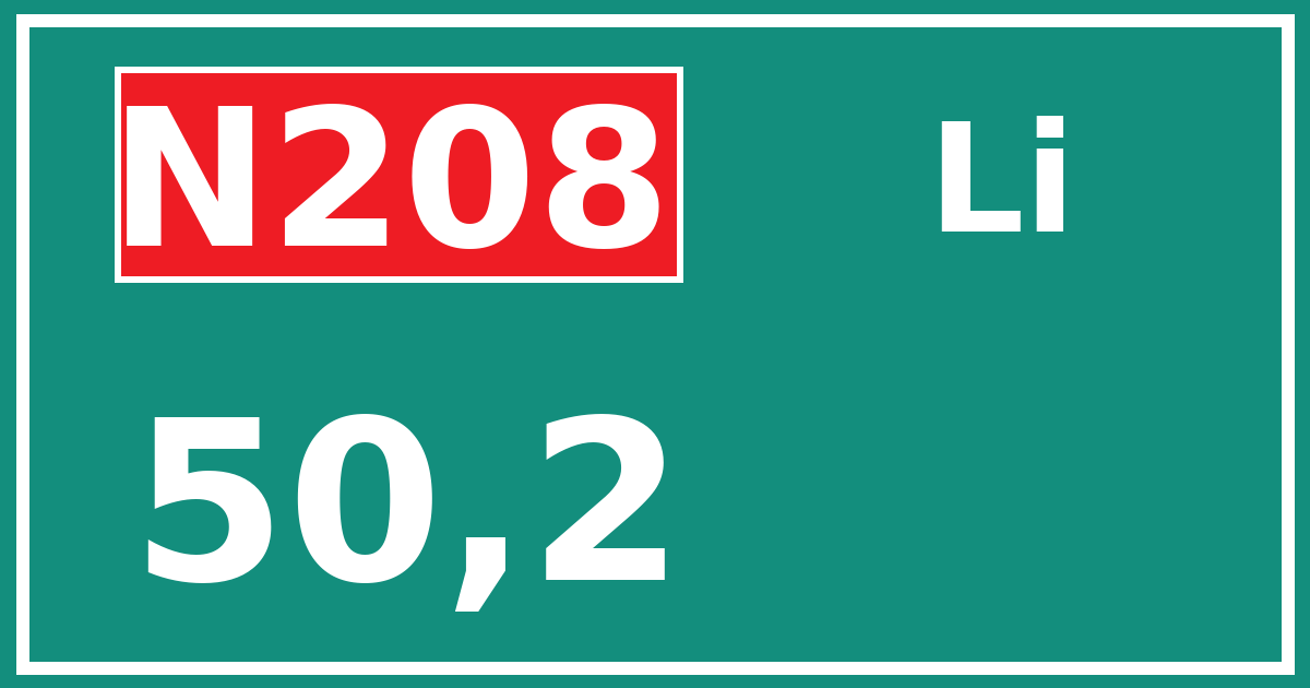 Hectometerbord N208 50,2 zijde Li
