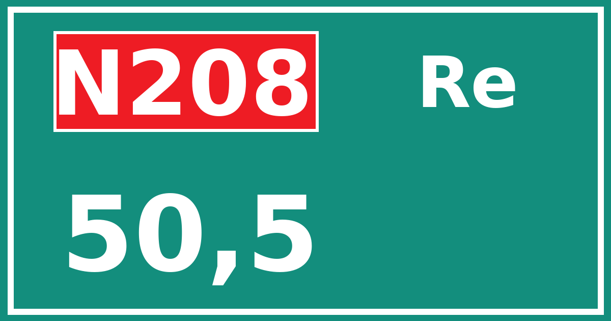 Hectometerbord N208 50,5 zijde Re