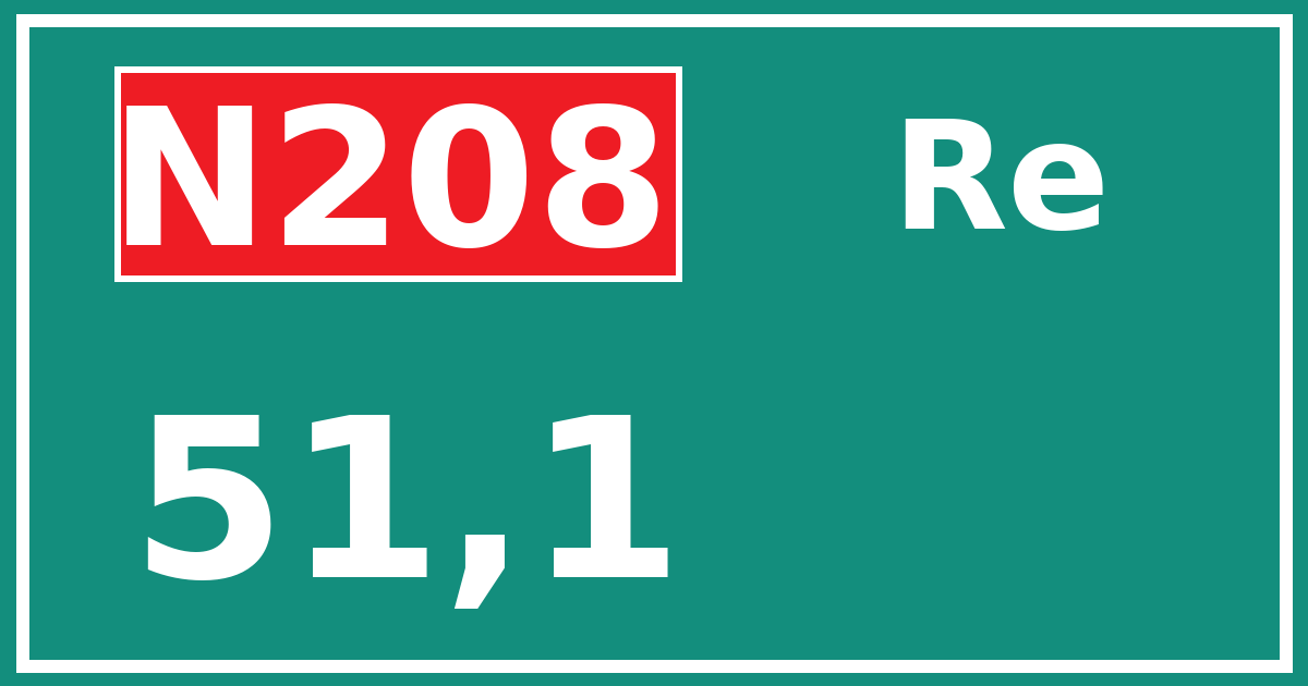 Hectometerbord N208 51,1 zijde Re