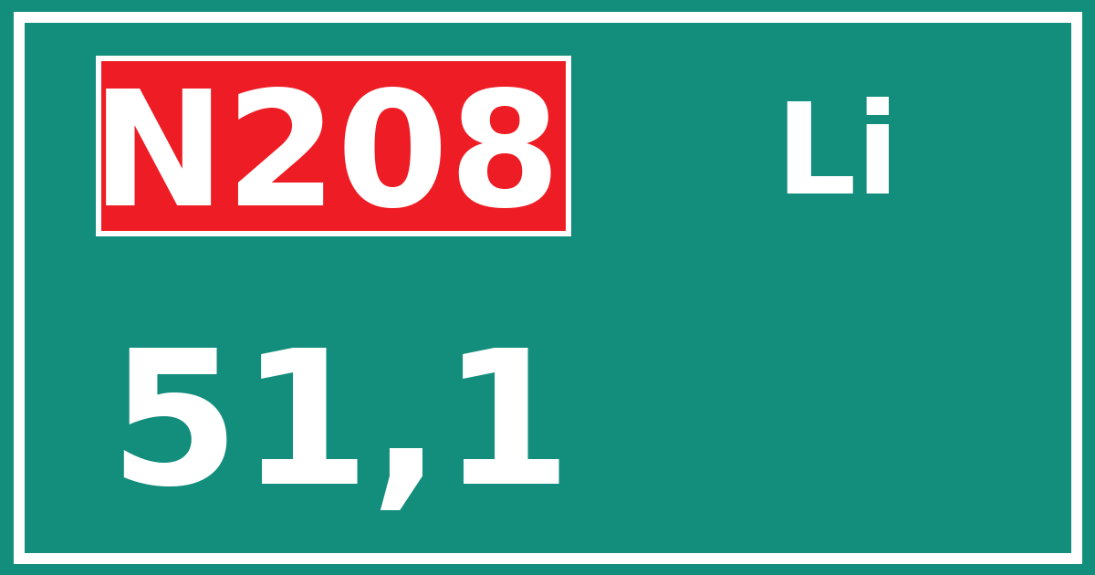 Hectometerbord N208 51,1 zijde Li