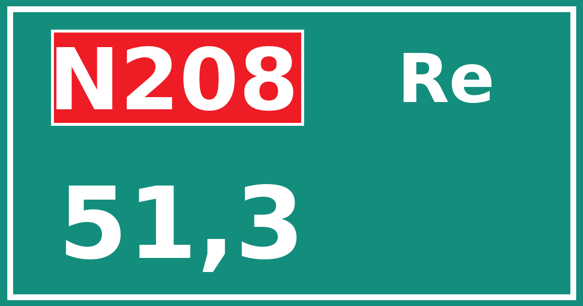 Hectometerbord N208 51,3 zijde Re