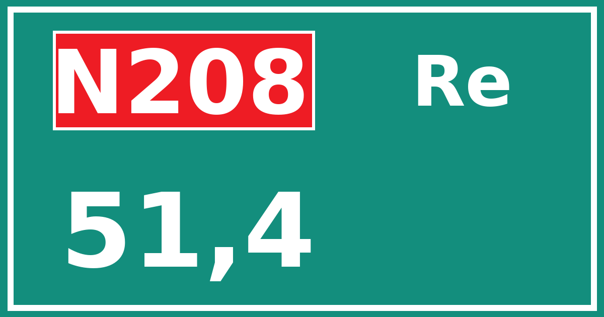 Hectometerbord N208 51,4 zijde Re