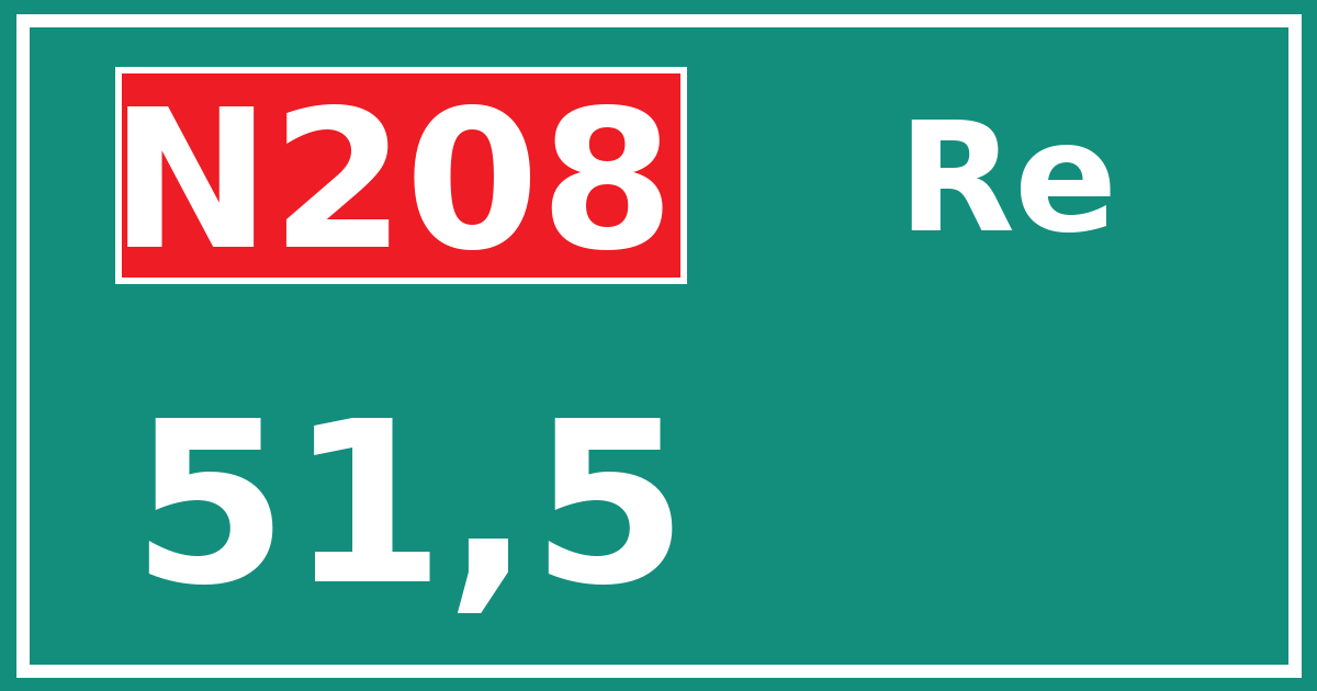 Hectometerbord N208 51,5 zijde Re