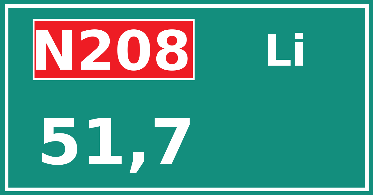 Hectometerbord N208 51,7 zijde Li